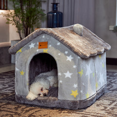 Foldable Warm Pet Cave Bed