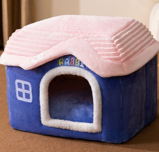 Foldable Warm Pet Cave Bed