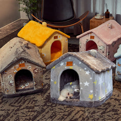 Foldable Warm Pet Cave Bed